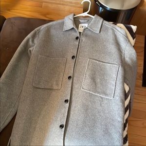 Zara Button Down Wool Shirt Jacket